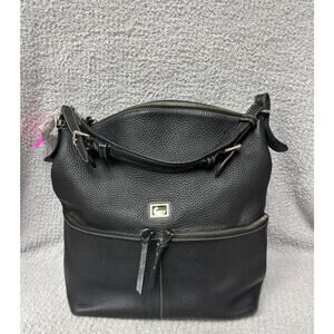 Dooney & Bourke Black Pebbled Leather Hobo Shoulder Bag #68716